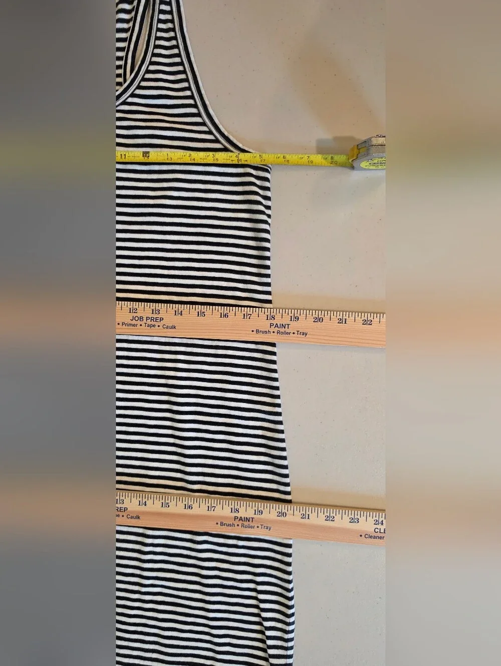 J. Crew Fact Cotton Racerback Tank Dress Knee Length Black White Striped Large